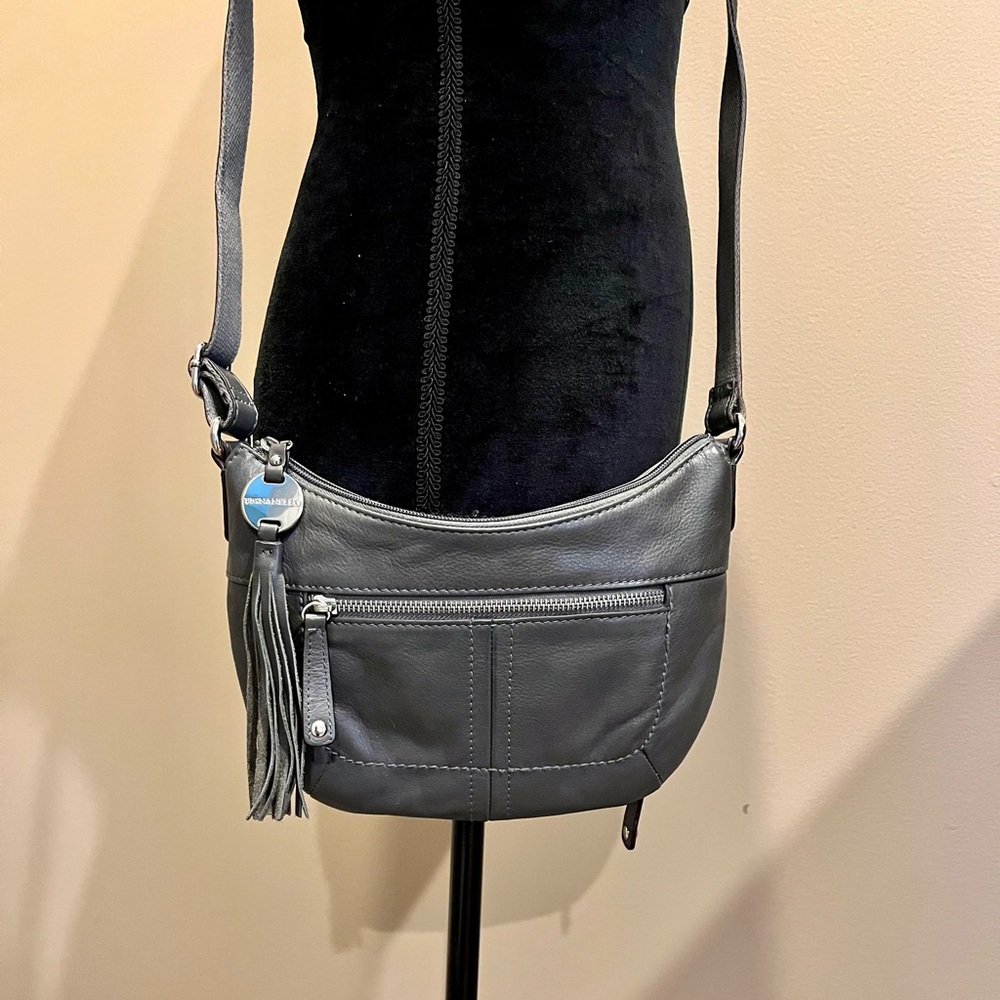 Tignanello Gray Leather Crossbody